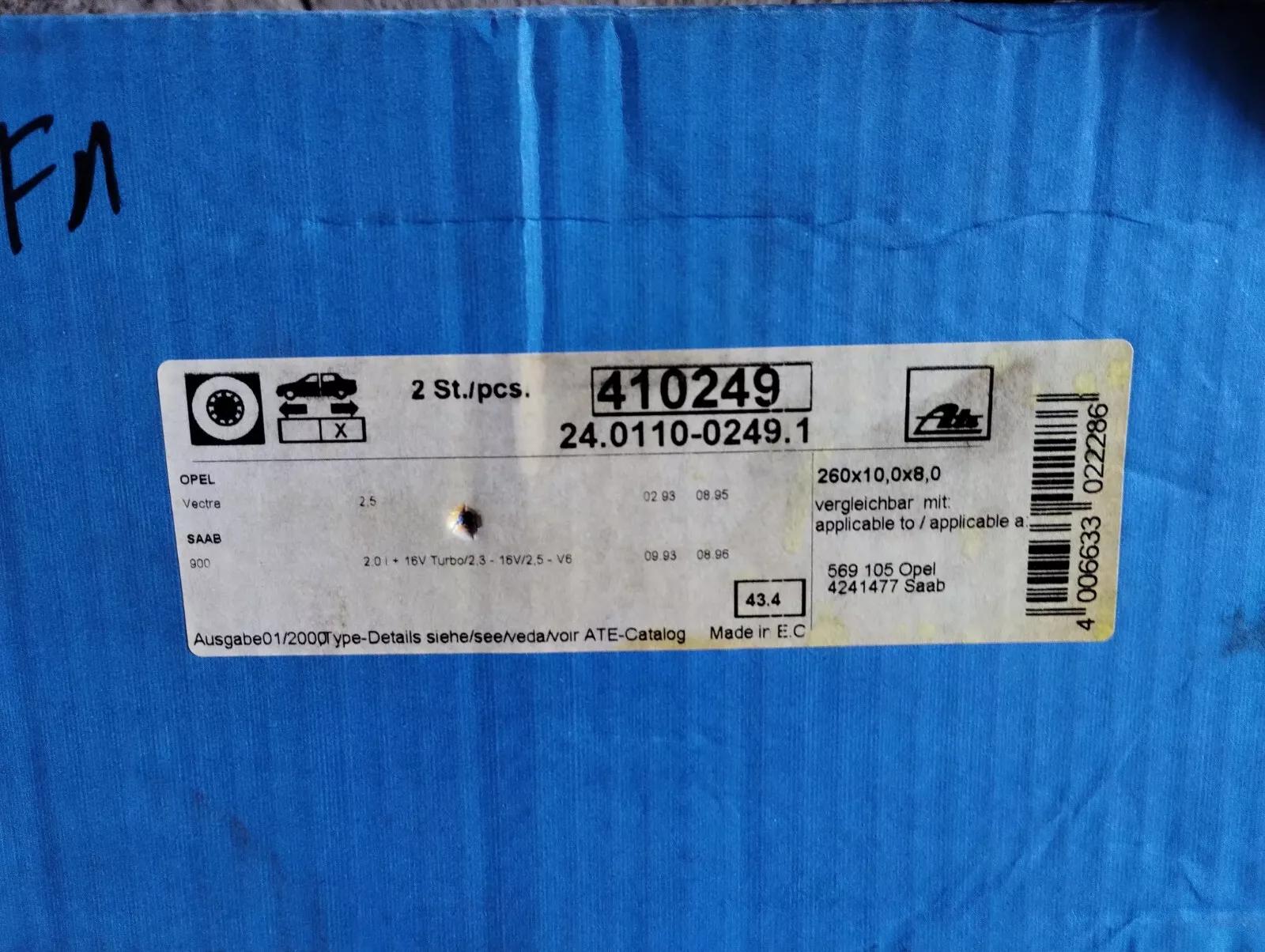 NEW ATE disc brake rotor 2 Pcs No: 410249