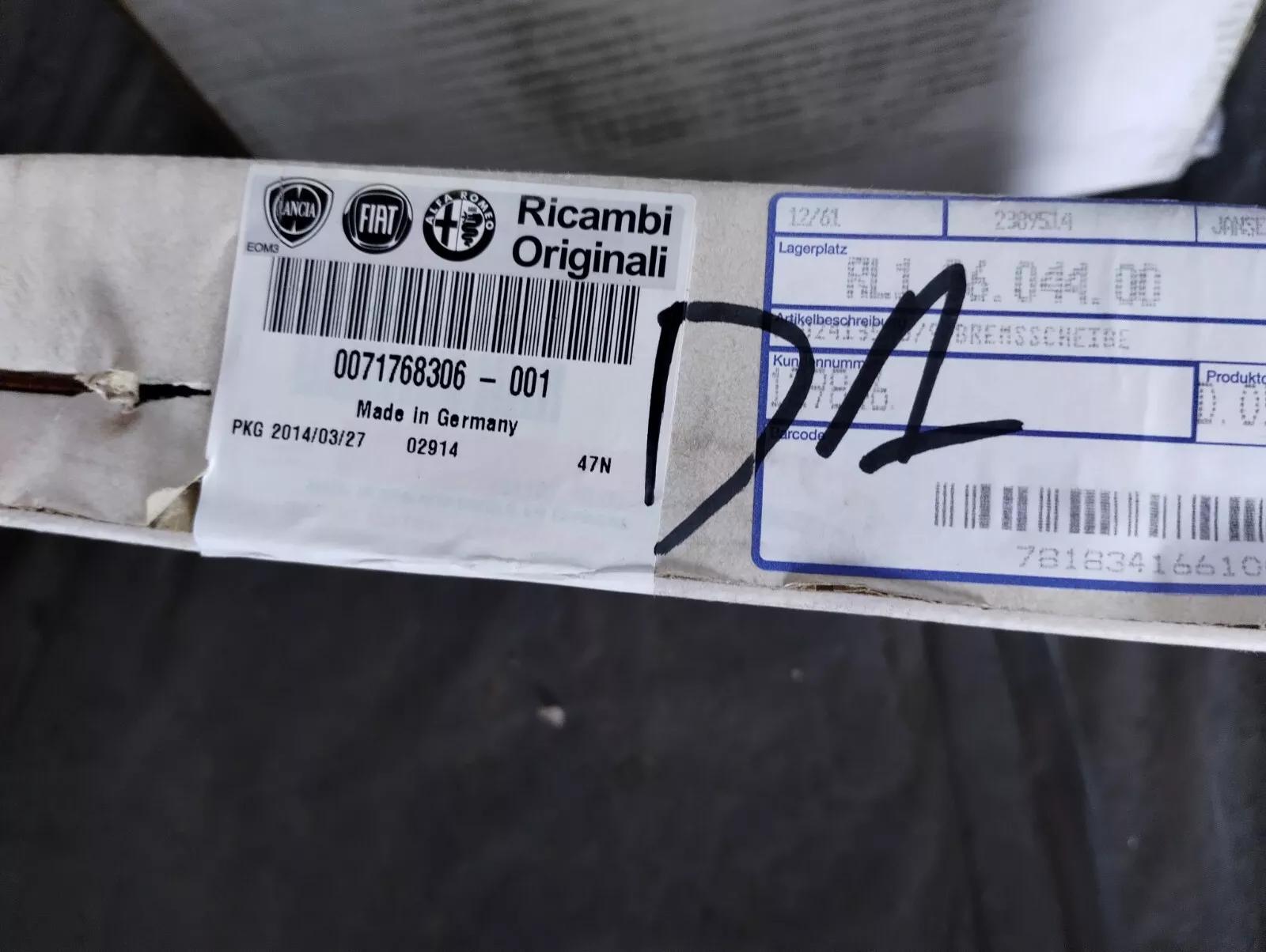 Genuine Fiat BRAKE DISC 1pcs No: 71768306