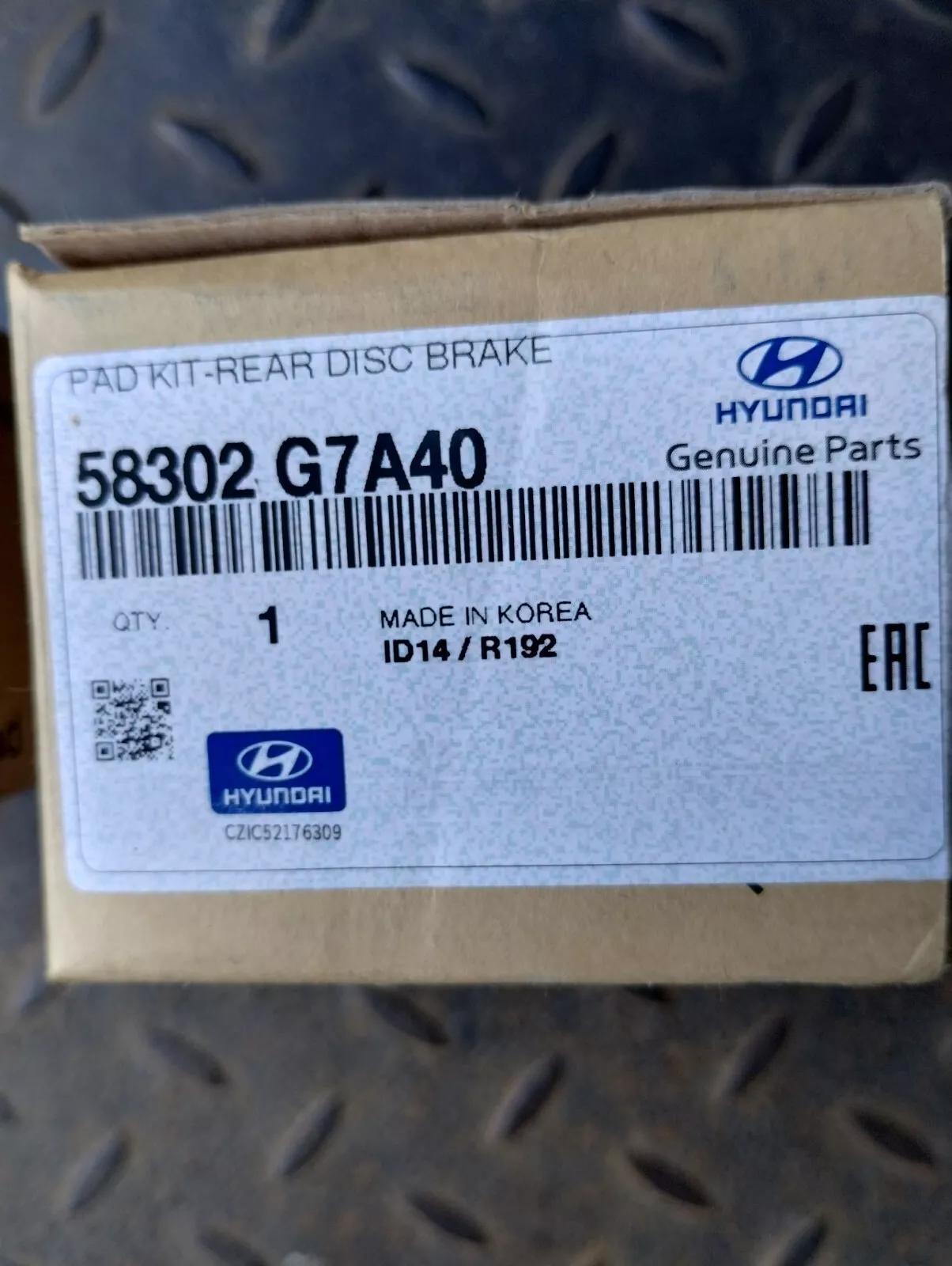 HYUNDAI Genuine PAD KIT-REAR DISC BRAKE No : 58302G7A40