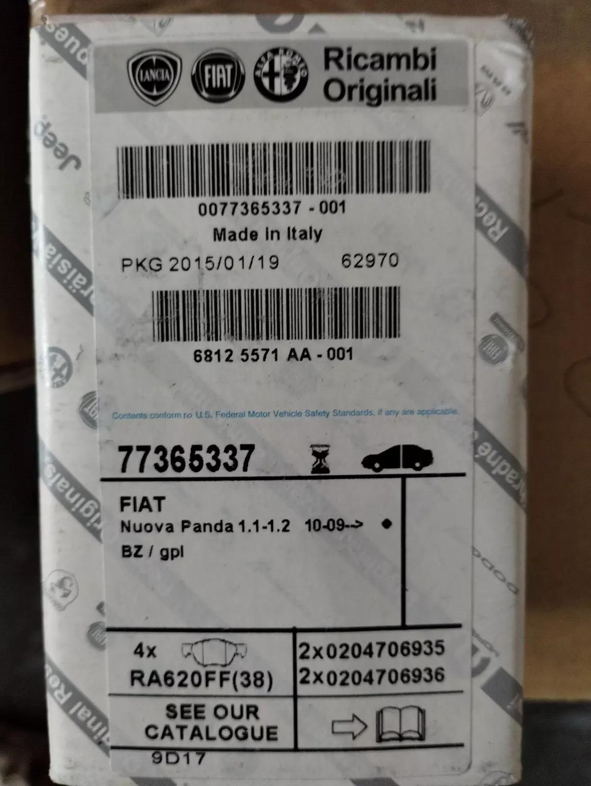 Genuine Fiat pad set No : 77365337