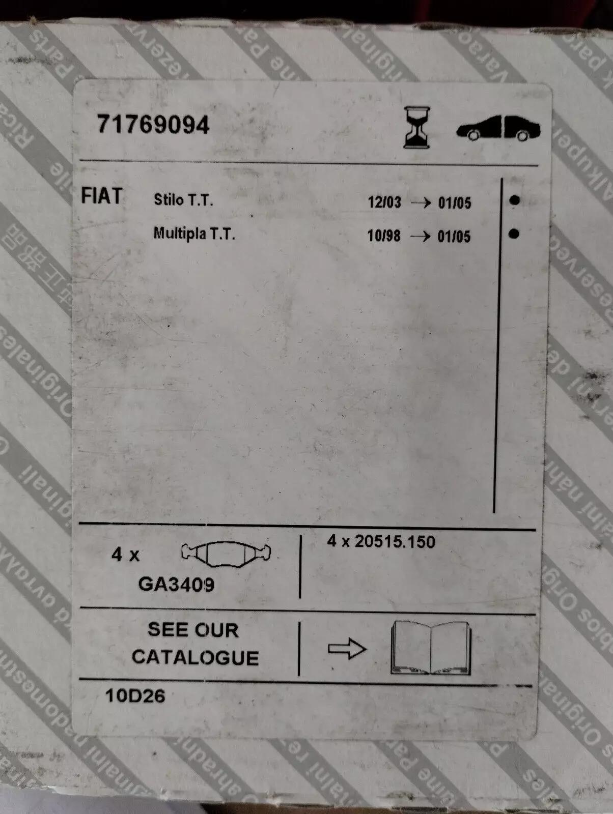 Genuine Fiat pad set No : 71769094