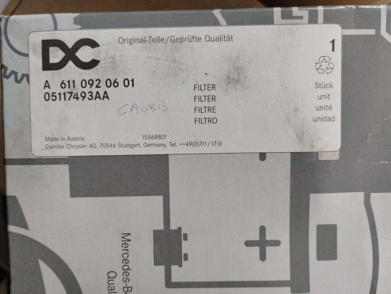 Genuine MERCEDES Filter No: A6110920601