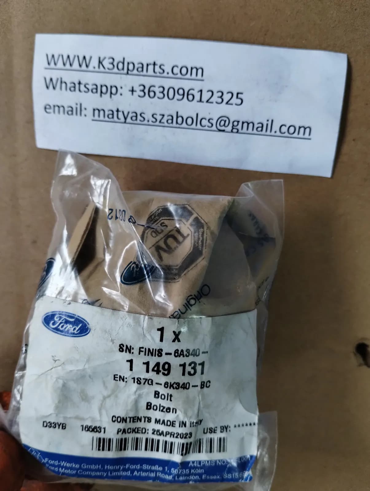 Genuine Ford Mondeo C-Max Focus Fiesta Transit Crankshaft Pulley Bolt. 